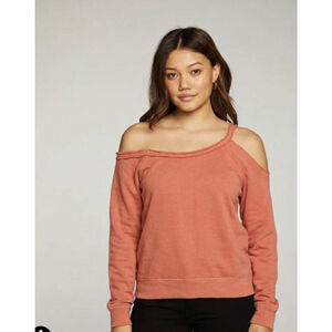 Chaser Cotton Fleece Vented Off Shoulder Long Sleeve Raglan Pullover